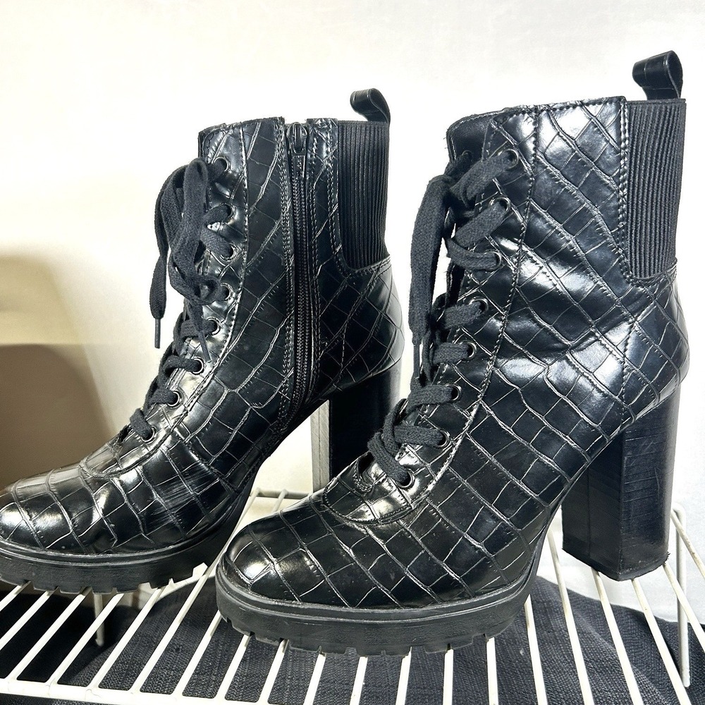 Leather Combat Boots Steve Madden Latch Women's 10M High Heel Excellent